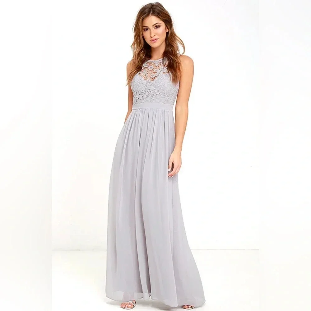 lulus grey lace dress Lulus | Dresses | Lulus So Far Gown Grey Lace Maxi Dress